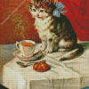 Cat Tea Cup Art Diamond Painting