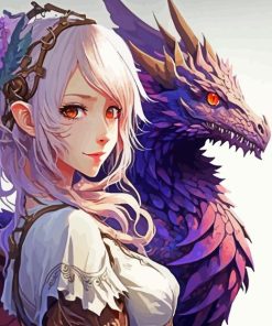 Girl And Purple Dragon Diamond Painting