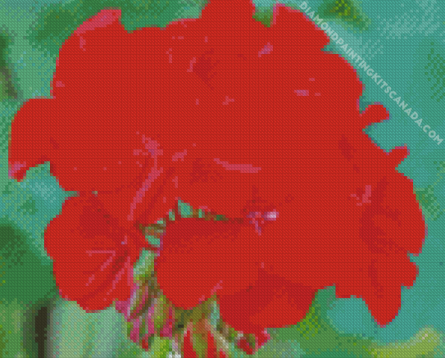 Red Geranium Flower Diamond Painting