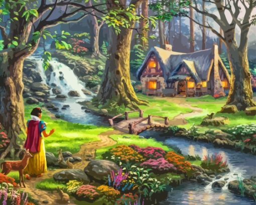 Snow White Discovers Cottage Diamond Painting