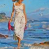 Woman Walking On Beach Diamond Painting