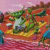 Alien Family On Beach Diamond Painting