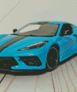 Blue Corvette Stingray Car Diamond Painting