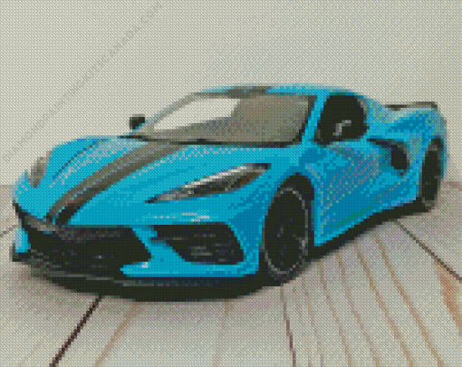 Blue Corvette Stingray Car Diamond Painting