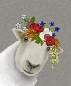 Bohemian Sheep And Flowers Diamond Painting