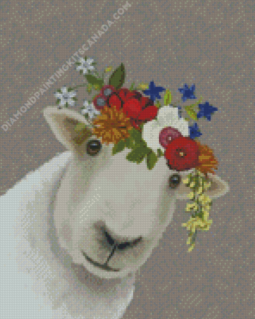 Bohemian Sheep And Flowers Diamond Painting