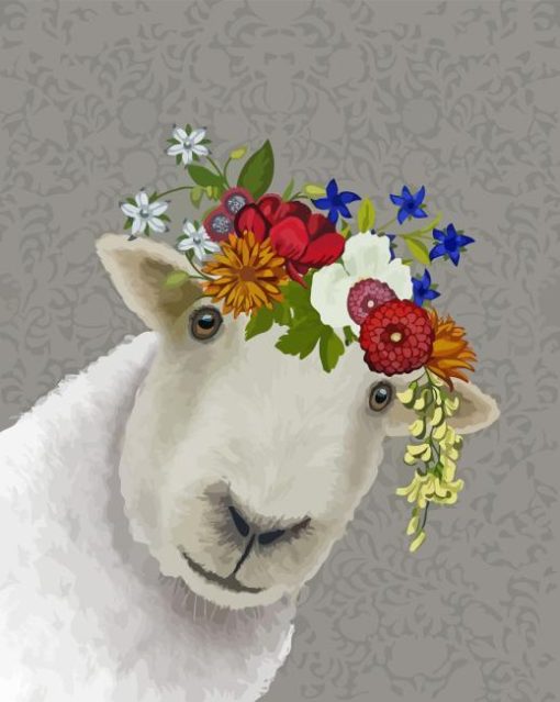 Bohemian Sheep And Flowers Diamond Painting