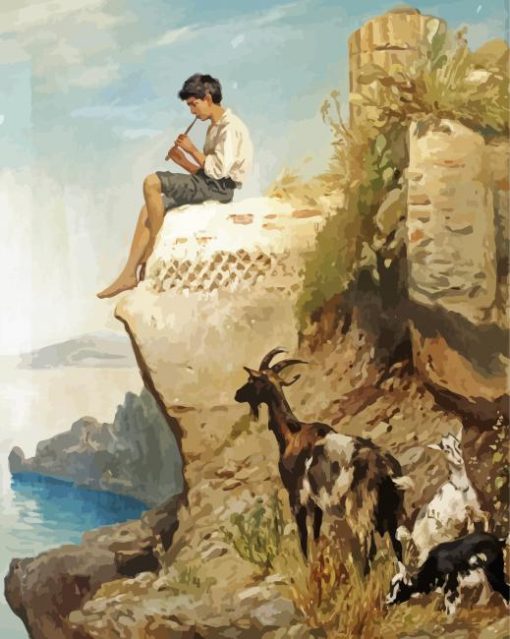 Boy With Goat Diamond Painting