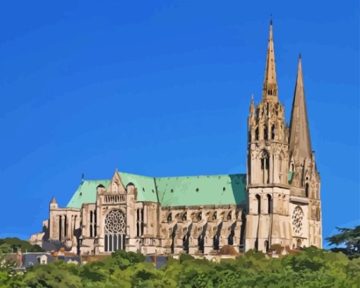 Chartres Gothic Cathedral in France Diamond Painting