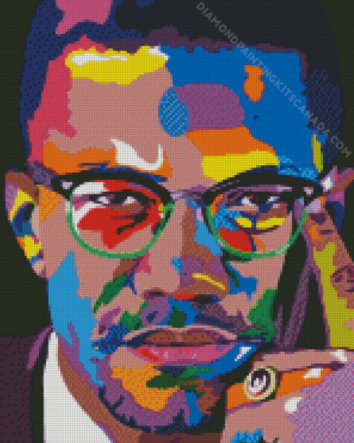 Colorful Malcolm X Diamond Painting