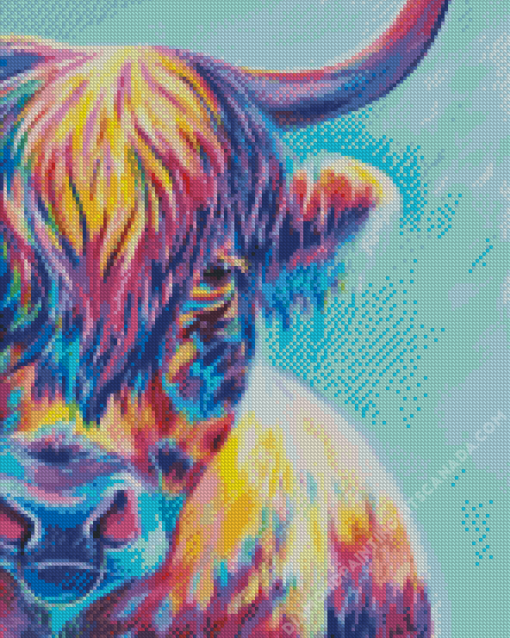 Colorful Highland Cow Diamond Painting