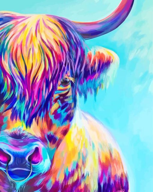 Colorful Highland Cow Diamond Painting