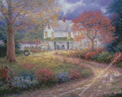 Countryside Colonial House Diamond Painting