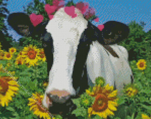 Cow with Sunflowers Art Diamond Painting