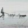 Dogs on Beach Black And White Diamond Painting