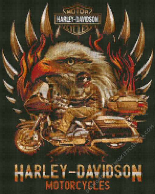 Eagle With Harley Davidson Diamond Painting