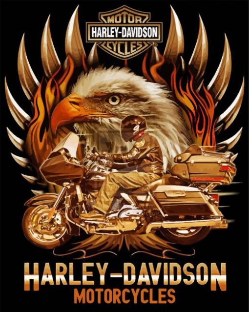 Eagle With Harley Davidson Diamond Painting