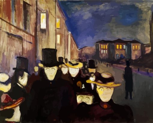 Evening on Karl Johan Street Edvard Munch Diamond Painting