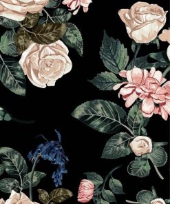 Floral with Black Background Art Diamond Painting
