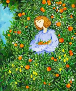 Girl In The Orange Orchard Diamond Painting