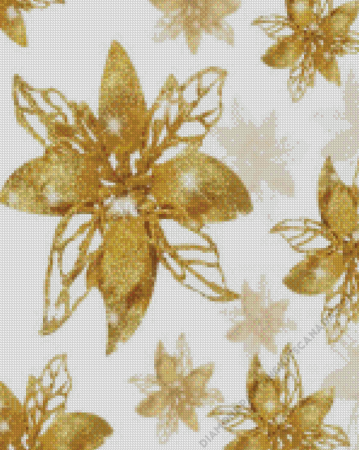 Gold And White Flowers Diamond Painting