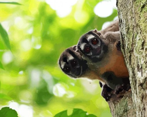 Gray Handed Monkey On A Tree Diamond Painting