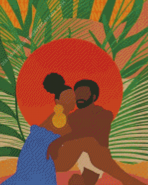 Illustration Black Couple Diamond Painting