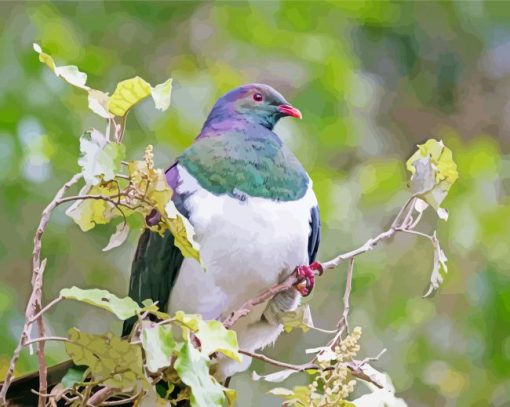 Kereru on Tree Diamond Painting