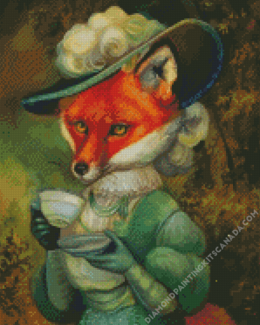 Lady Fox with Coffee Diamond Painting