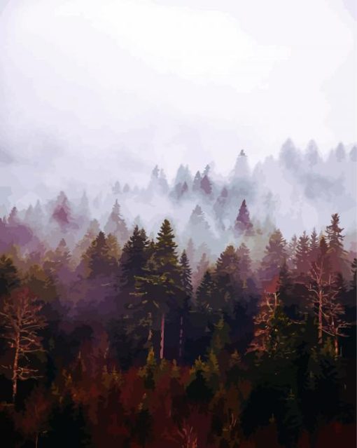 Misty Trees Diamond Painting