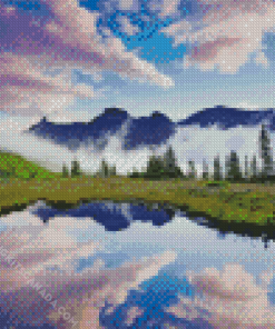 Montana Mountains Water Reflection Landscape Diamond Painting