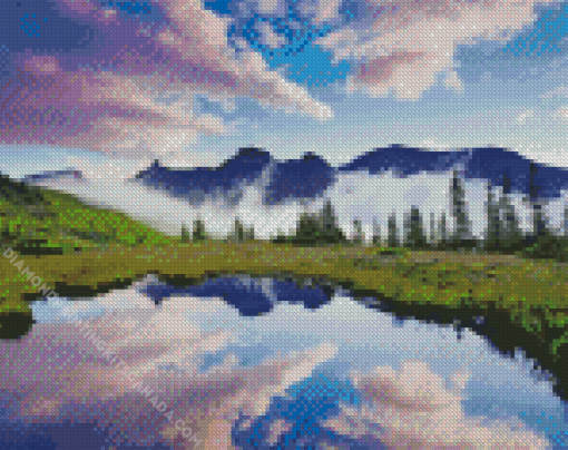 Montana Mountains Water Reflection Landscape Diamond Painting