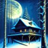 Moonlight Cabin Diamond Painting