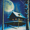 Moonlight Cabin Diamond Painting