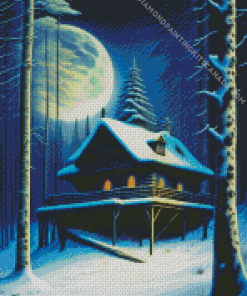 Moonlight Cabin Diamond Painting