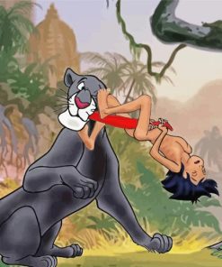 Mowgli And Bagheera Diamond Painting