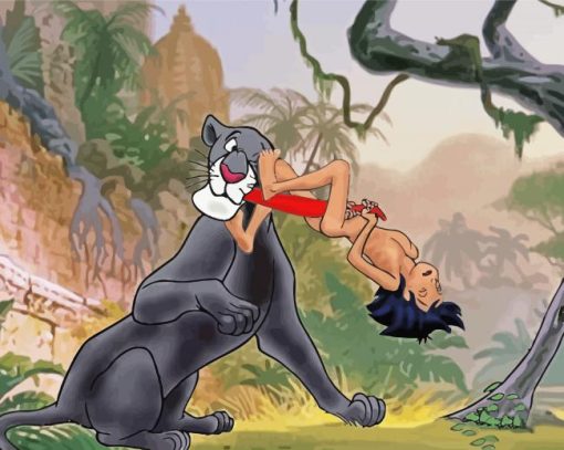 Mowgli And Bagheera Diamond Painting