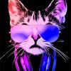 Neon Cat With Headphones Diamond Painting