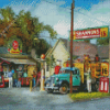 Old Gas Station Truck Diamond Painting