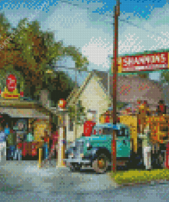 Old Gas Station Truck Diamond Painting