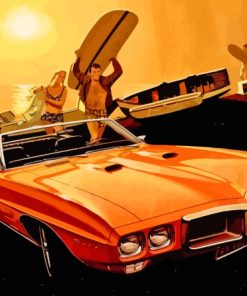 Retro Orange 1969 Pontiac Diamond Painting