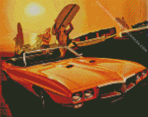 Retro Orange 1969 Pontiac Diamond Painting