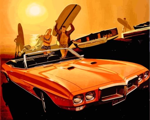 Retro Orange 1969 Pontiac Diamond Painting