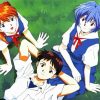 Shinji With Asuka And Rei Diamond Painting