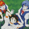 Shinji With Asuka And Rei Diamond Painting