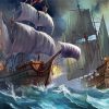 Ships in a Storm Pirates Diamond Painting