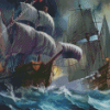 Ships in a Storm Pirates Diamond Painting