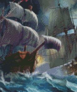 Ships in a Storm Pirates Diamond Painting