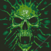 Skull Green Diamond Painting