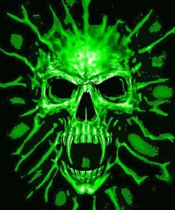 Skull Green Diamond Painting